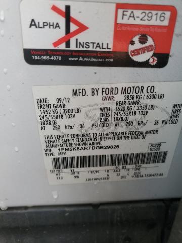 1FM5K8AR7DGB29826 - 2013 FORD EXPLORER POLICE INTERCEPTOR 白色 照片 13