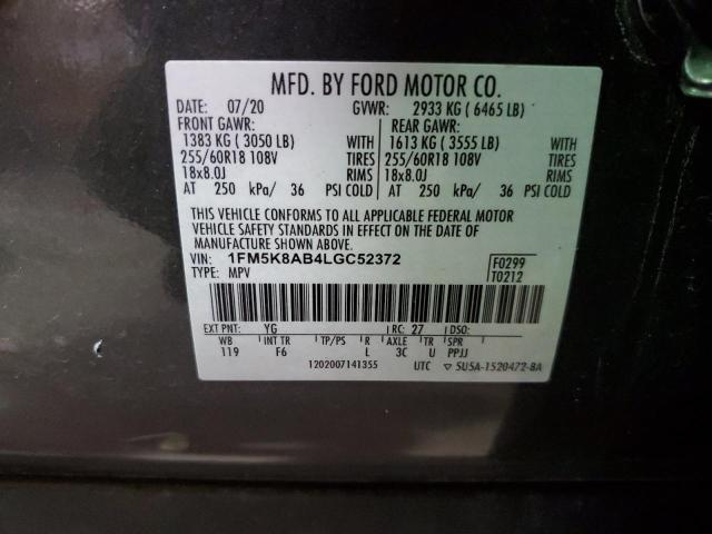 1FM5K8AB4LGC52372 - 2020 FORD EXPLORER POLICE INTERCEPTOR ნაცრისფერი ფოტო 14