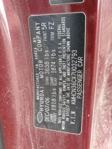 KMHCN36CX7U032793 - 2007 HYUNDAI ACCENT SE BURGUNDY photo 12