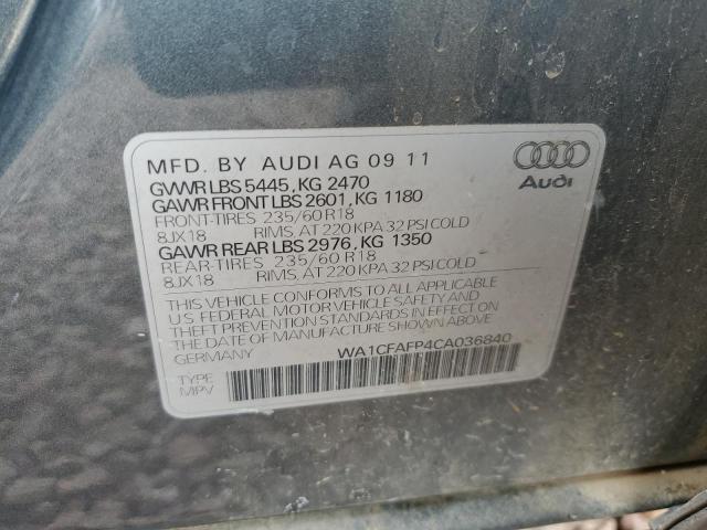 WA1CFAFP4CA036840 - 2012 AUDI Q5 PREMIUM GRAY photo 12