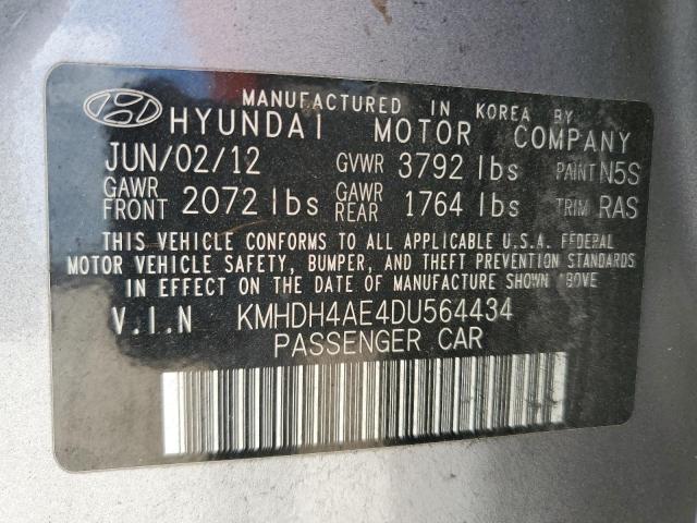 KMHDH4AE4DU564434 - 2013 HYUNDAI ELANTRA GLS GRAY photo 12