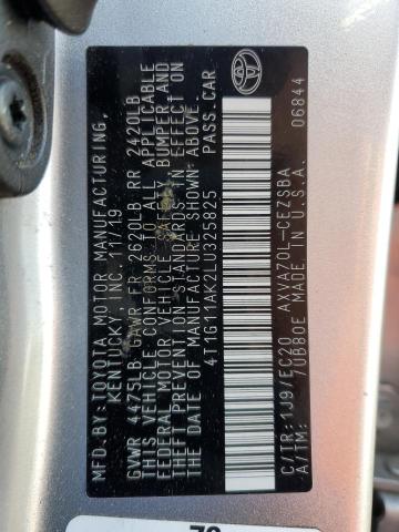 4T1G11AK2LU325825 - 2020 TOYOTA CAMRY SE SILVER photo 12