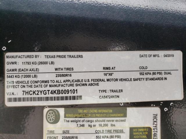 7HCK2YGT4KB009101 - 2019 TEX TRAILER Qara foto 10