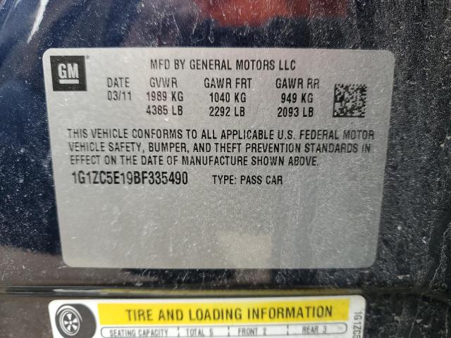 1G1ZC5E19BF335490 - 2011 CHEVROLET MALIBU 1LT BLUE photo 12