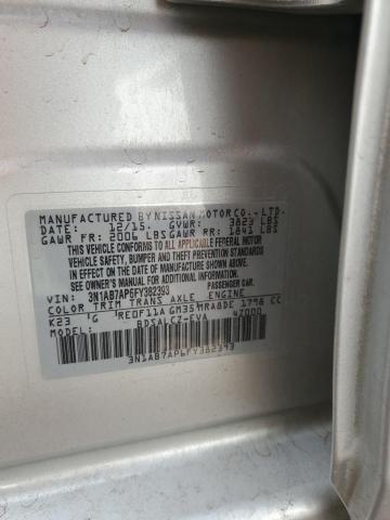 3N1AB7AP6FY382393 - 2015 NISSAN SENTRA S SILVER photo 12