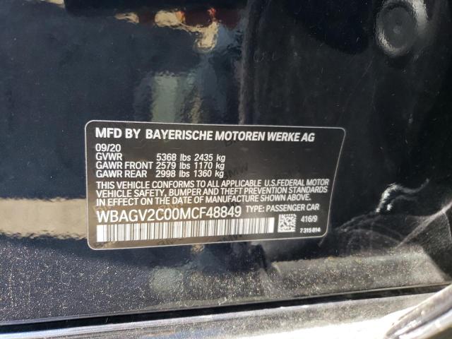 WBAGV2C00MCF48849 - 2021 BMW 840I BLACK photo 12