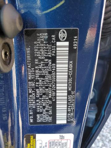 4T1BF32K75U097409 - 2005 TOYOTA CAMRY LE BLUE photo 12