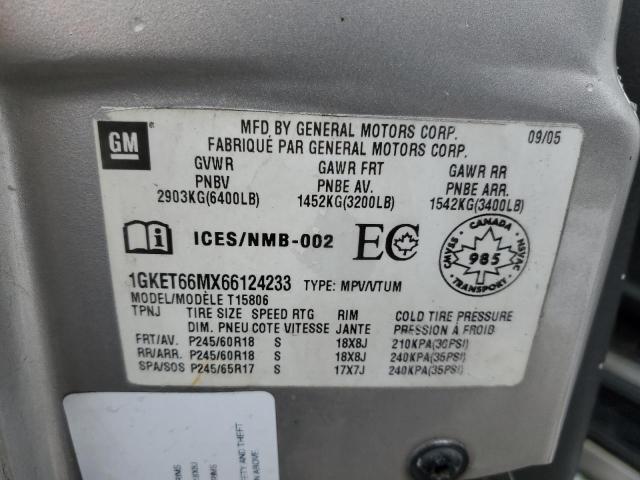 1GKET66MX66124233 - 2006 GMC ENVOY DENALI XL SILVER photo 13