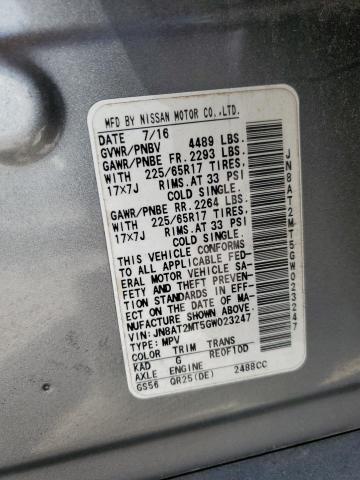 JN8AT2MT5GW023247 - 2016 NISSAN ROGUE S GRAY photo 13