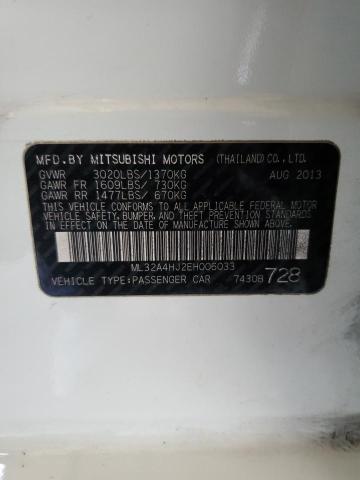 ML32A4HJ2EH006033 - 2014 MITSUBISHI MIRAGE ES WHITE photo 12