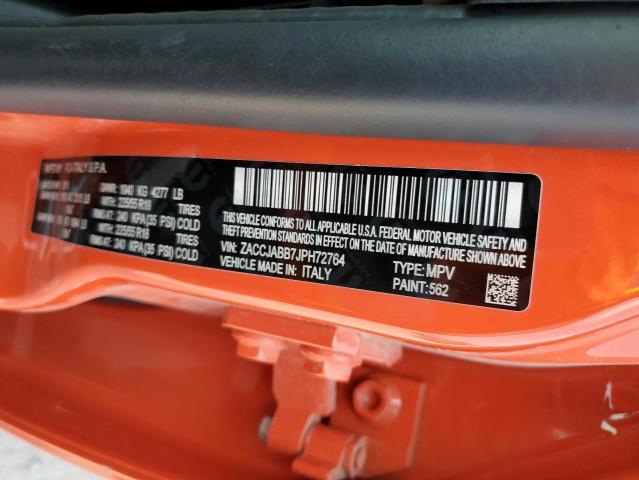 ZACCJABB7JPH72764 - 2018 JEEP RENEGADE LATITUDE ORANGE photo 12