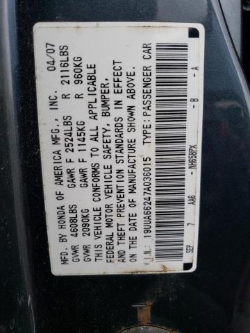 19UUA66247A036015 - 2007 ACURA TL GRAY photo 12