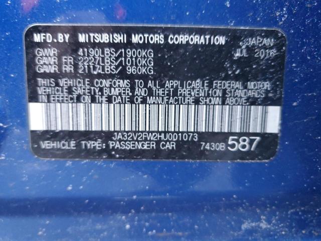 JA32V2FW2HU001073 - 2017 MITSUBISHI LANCER ES BLUE photo 12