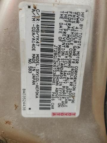 JT2BG12K6T0383481 - 1996 TOYOTA CAMRY DX SILVER photo 12