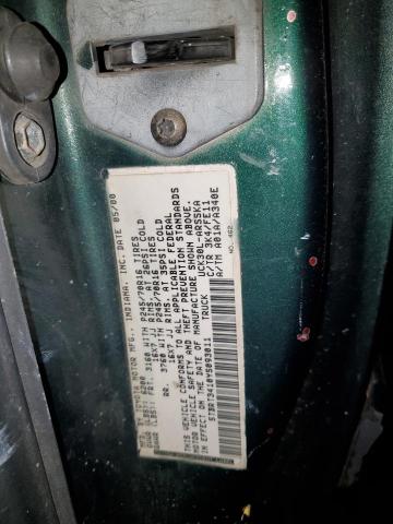 5TBRN3417YS117962 - 2000 TOYOTA TUNDRA ACCESS CAB SR5 GREEN photo 12