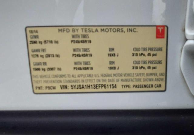 5YJSA1H13EFP61154 - 2014 TESLA MODEL S Ağ foto 10