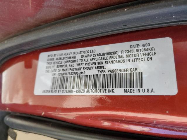 4S3BH675437655313 - 2003 SUBARU LEGACY OUTBACK AWP 栗色 照片 12