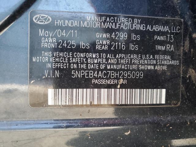 5NPEB4AC7BH295099 - 2011 HYUNDAI SONATA GLS BLUE photo 12