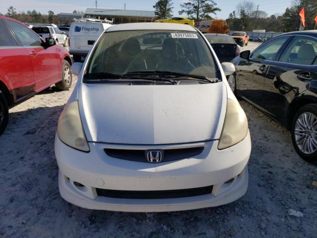 JHMGD386X7S006429 - 2007 HONDA FIT S WHITE photo 5