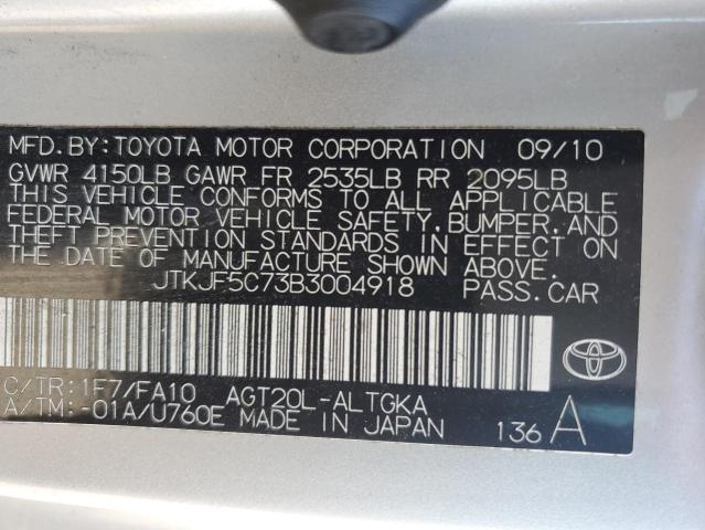 JTKJF5C73B3004918 - 2011 TOYOTA SCION TC 银色 照片 13