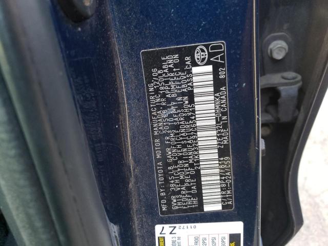 2T1KR32E97C654715 - 2007 TOYOTA COROLLA MA XR BLUE photo 10