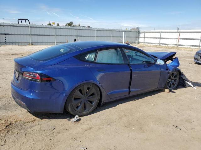 5YJSA1E50NF492392 - 2022 TESLA MODEL S ლურჯი ფოტო 3