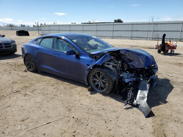 5YJSA1E50NF492392 - 2022 TESLA MODEL S ლურჯი ფოტო 4