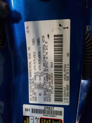 5TFUW5F14HX610919 - 2017 TOYOTA TUNDRA DOUBLE CAB SR/SR5 BLUE photo 12