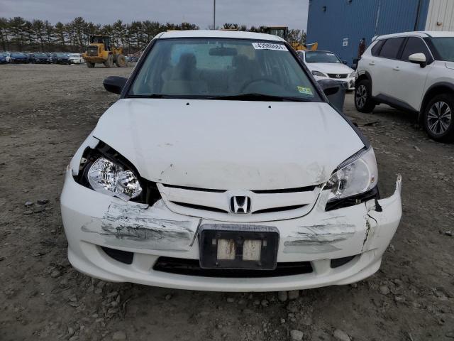 2HGES16555H533037 - 2005 HONDA CIVIC LX WHITE photo 5