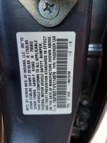 19XFB2F71FE114979 - 2015 HONDA CIVIC SE GRAY photo 12