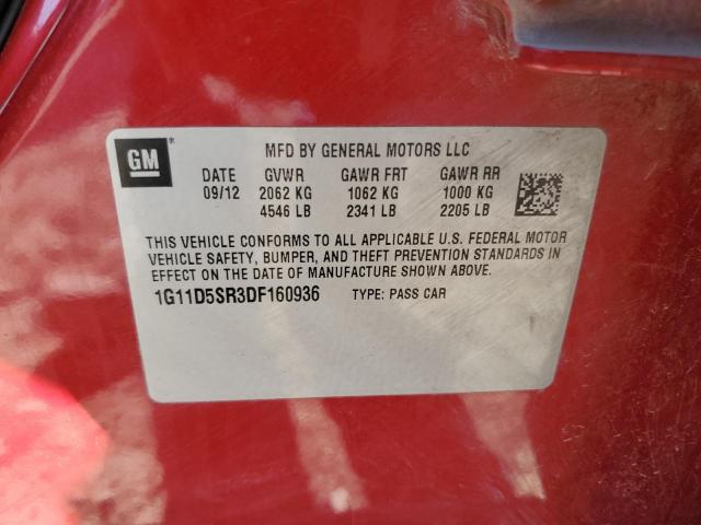 1G11D5SR3DF160936 - 2013 CHEVROLET MALIBU 1LT 红色 照片 12