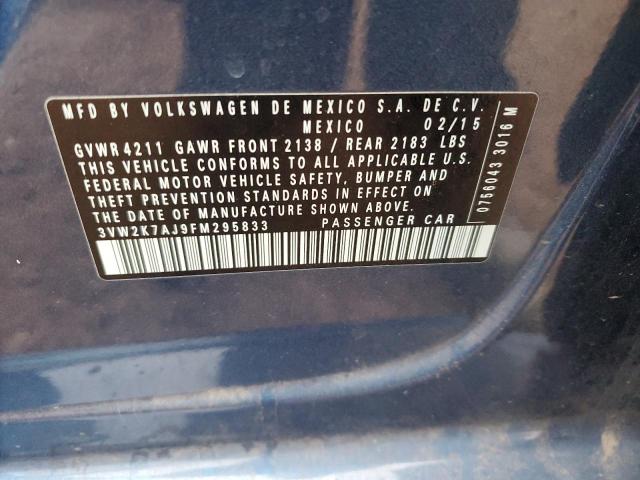 3VW2K7AJ9FM295833 - 2015 VOLKSWAGEN JETTA BASE 蓝色 照片 13