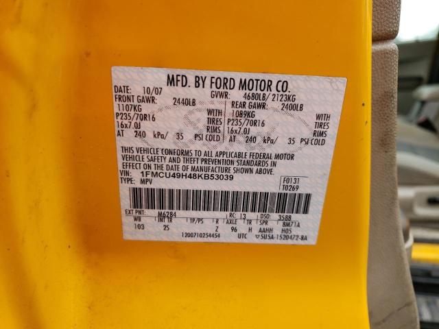 1FMCU49H48KB53039 - 2008 FORD ESCAPE HEV YELLOW photo 12