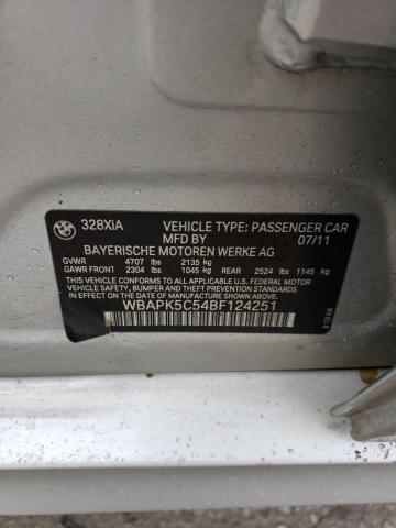 WBAPK5C54BF124251 - 2011 BMW 328 XI SULEV SILVER photo 12