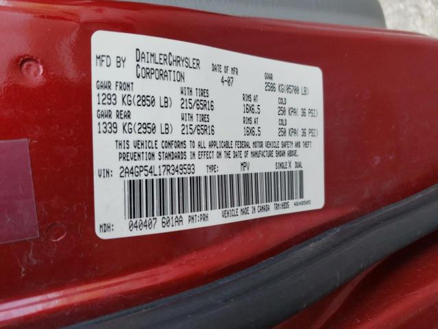 2A4GP54L17R349593 - 2007 CHRYSLER TOWN & COU TOURING 红色 照片 13