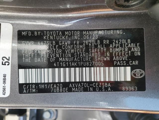 4T1G11AK1PU827005 - 2023 TOYOTA CAMRY SE NIGHT SHADE GRAY photo 12