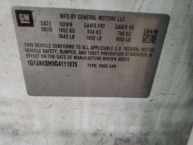 1G1JA6SH9G4111875 - 2016 CHEVROLET SONIC LS თეთრი ფოტო 13