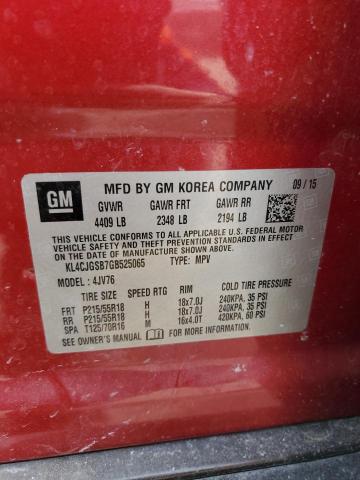 KL4CJGSB7GB525065 - 2016 BUICK ENCORE RED photo 13