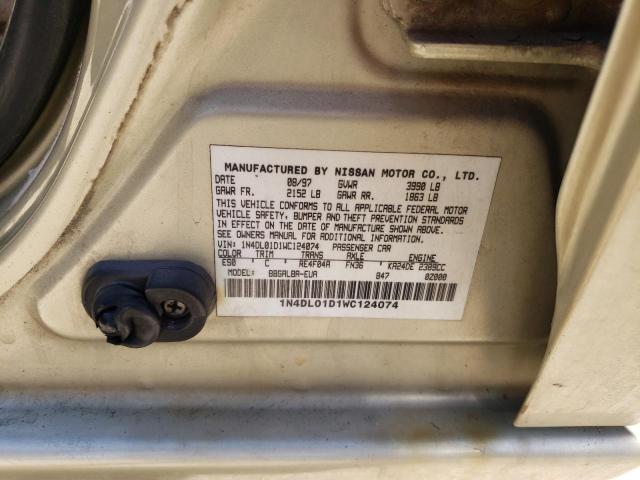 1N4DL01D1WC124074 - 1998 NISSAN ALTIMA XE GOLD photo 13