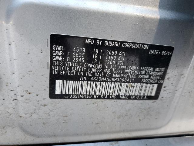 4S3BNAN68H3068411 - 2017 SUBARU LEGACY 2.5I LIMITED SILVER photo 12