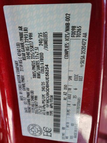 1FMCU9GD8HUE58254 - 2017 FORD ESCAPE SE RED photo 14