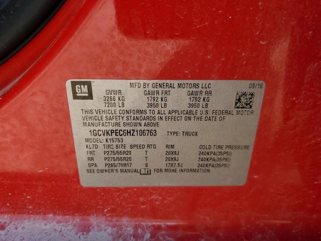 1GCVKPEC6HZ106763 - 2017 CHEVROLET SILVERADO K1500 CUSTOM RED photo 12