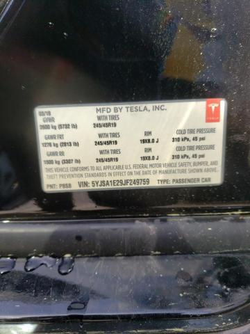 5YJSA1E29JF249759 - 2018 TESLA MODEL S Qara foto 12