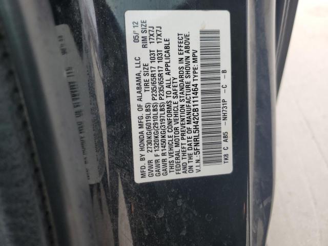 5FNRL5H42CB111464 - 2012 HONDA ODYSSEY EX BLACK photo 12