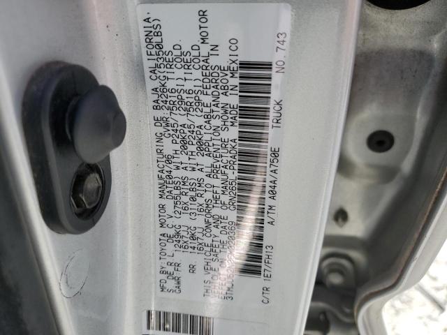 3TMJU62N06M020369 - 2006 TOYOTA TACOMA DOUBLE CAB PRERUNNER SILVER photo 12