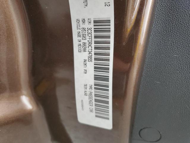 3C3CFFDRXCT347855 - 2012 FIAT 500 POP BROWN photo 12