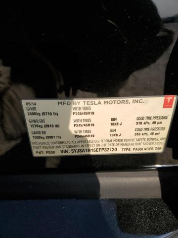 5YJSA1H16EFP32120 - 2014 TESLA MODEL S Սև լուսանկար 12