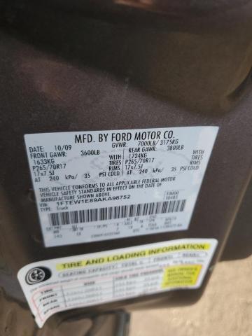 1FTEW1E89AKA98752 - 2010 FORD F150 SUPERCREW GRAY photo 13