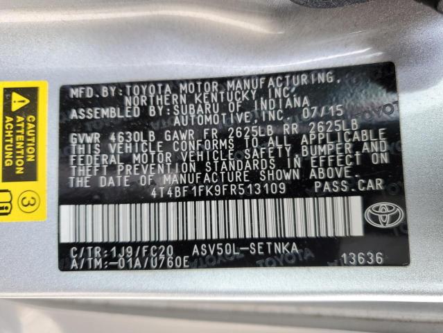 4T4BF1FK9FR513109 - 2015 TOYOTA CAMRY LE SILVER photo 12