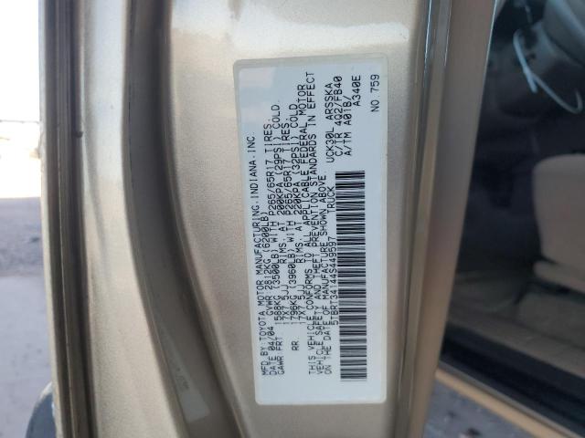 5TBRT34144S449597 - 2004 TOYOTA TUNDRA ACCESS CAB SR5 TAN photo 12